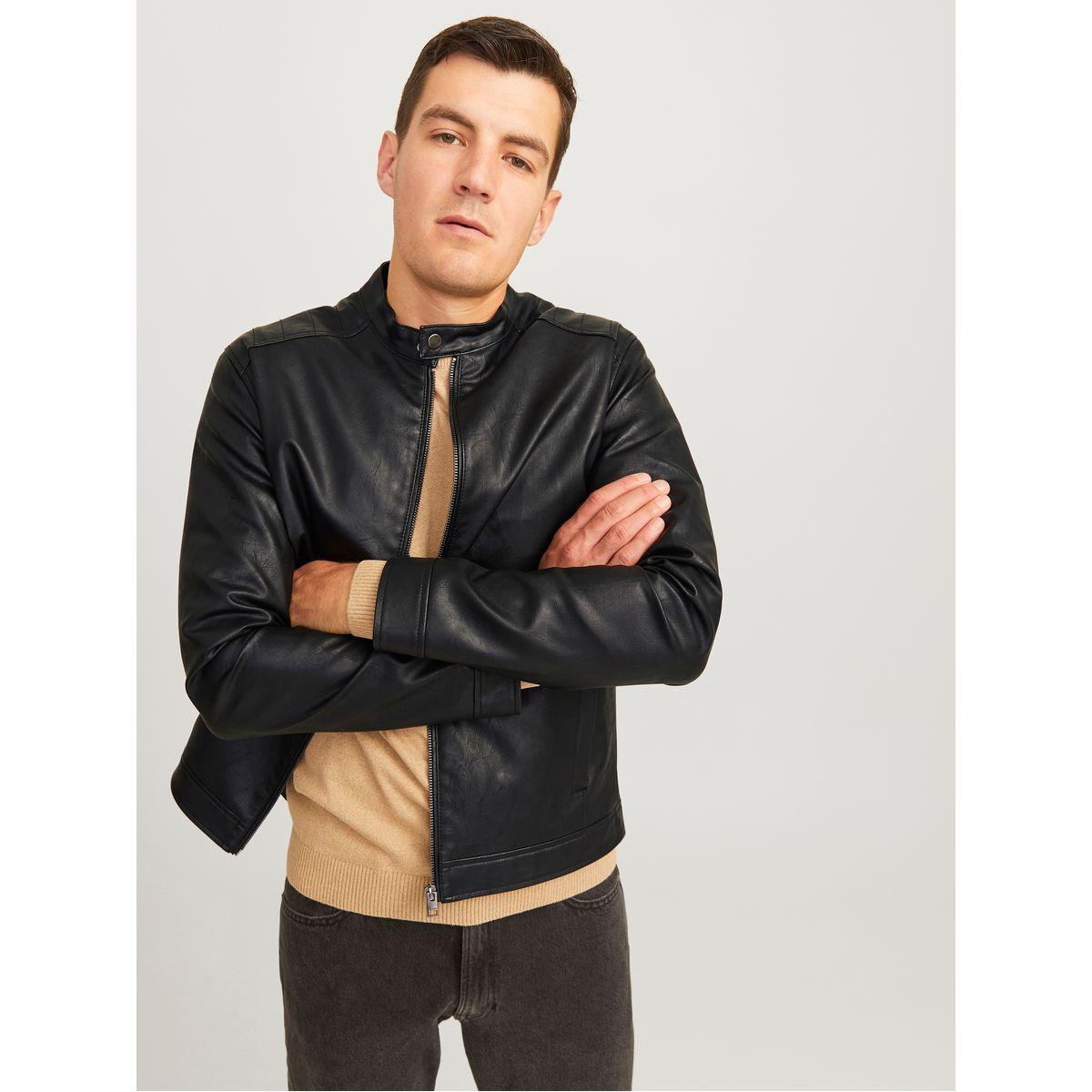 REBEL Leather Look Full Zip Biker Jacket-men-clothing-jacketsandblazers-jackets-image-2