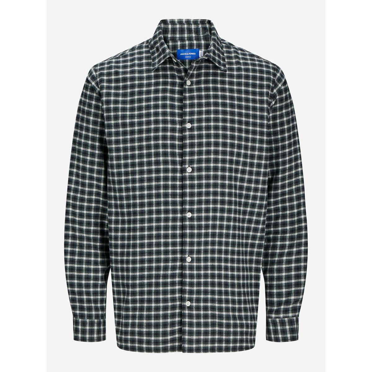 قميص مطبع بنمط مربعات مع أزرار-men-clothing-shirts-image-1