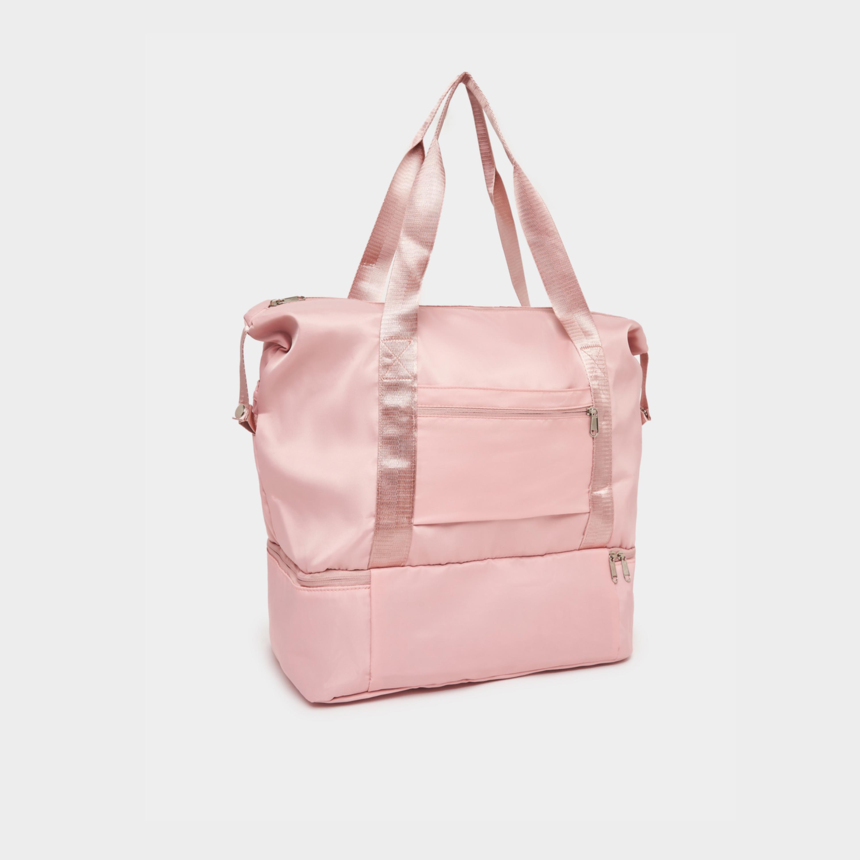 Styli Solid Gym Bag with External Pockets-women-bagsandwallets-handbags-image-1