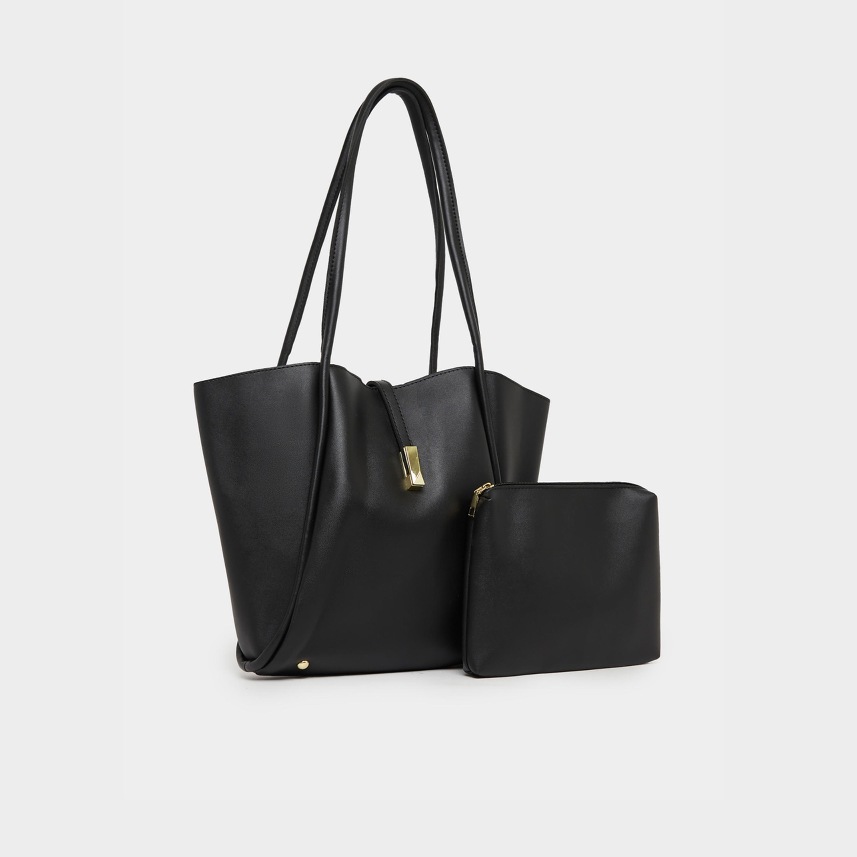 Styli Golden Accent Shoulder Bag with Dual Handle & Pouch-women-bagsandwallets-handbags-image-1