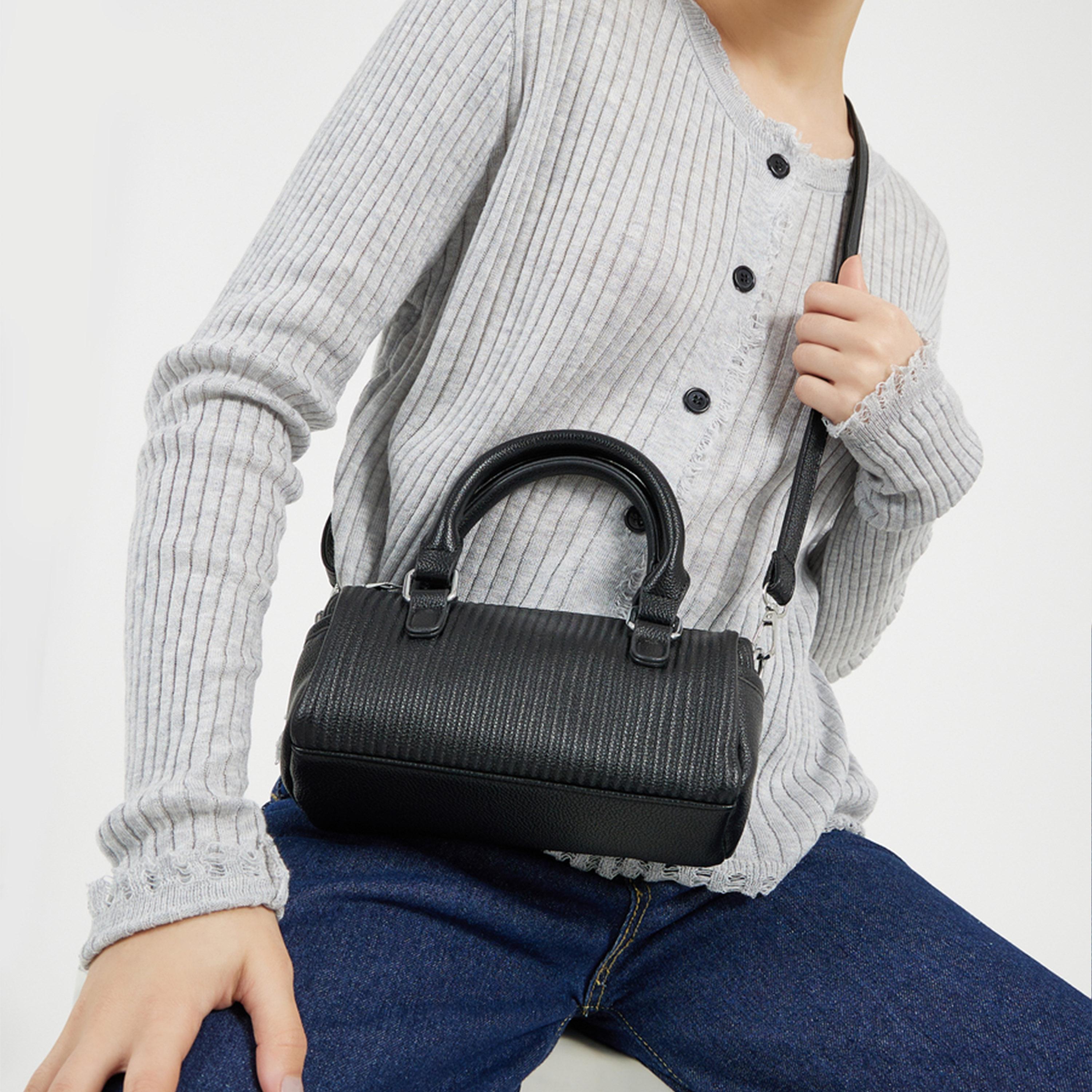 ستايلي - حقيبة يد منقوشة بمقبض مزدوج وحزام قابل للتعديل-women-bagsandwallets-handbags-image-5