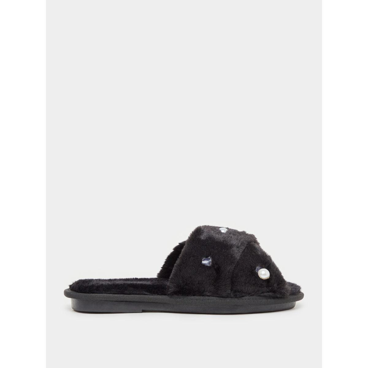 شبشب غرفة نوم بسيور كروس وفرو صناعي-women-shoes-bedroomslippers-image-1