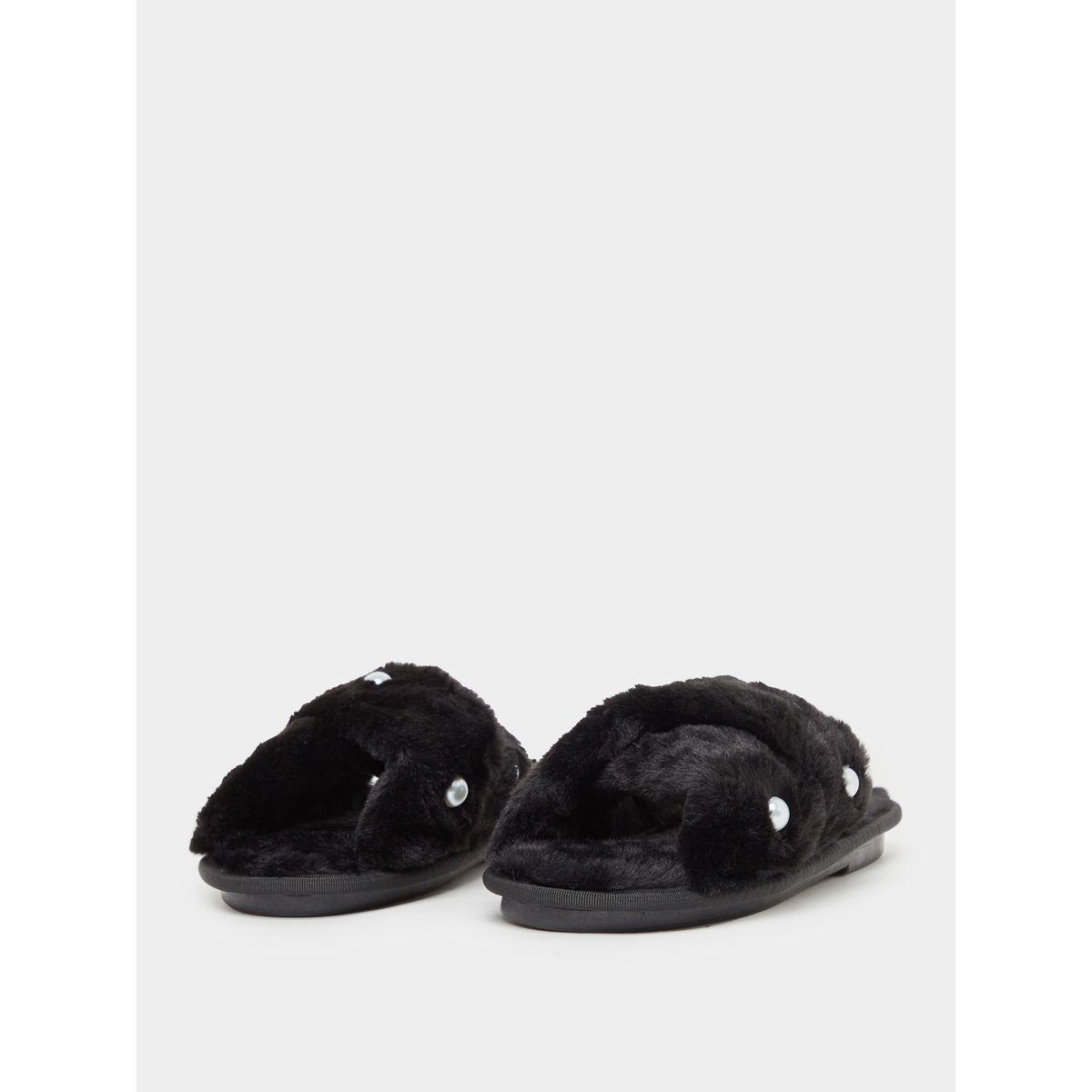 شبشب غرفة نوم بسيور كروس وفرو صناعي-women-shoes-bedroomslippers-image-2