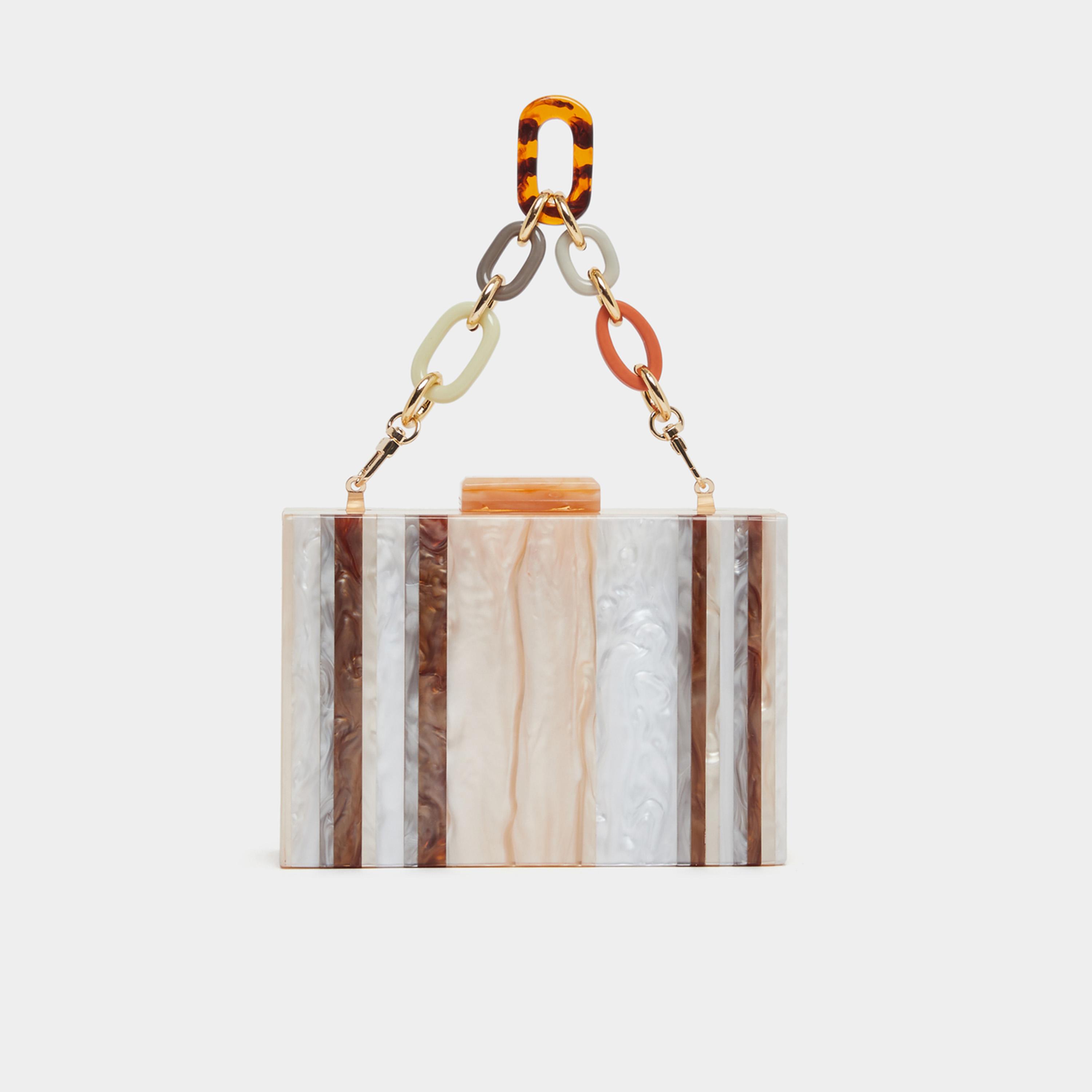ستايلي - حقيبة كلاتش مخططة مع حزام سلسلة-women-bagsandwallets-handbags-image-2