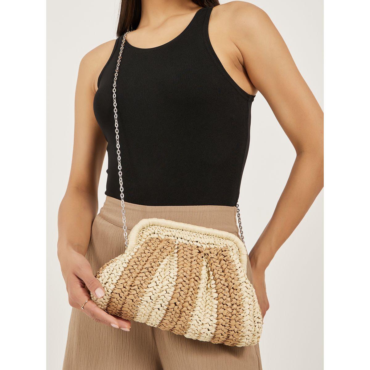 Styli Weave Design Straw Clutch with Chain Strap-women-bagsandwallets-handbags-image-2