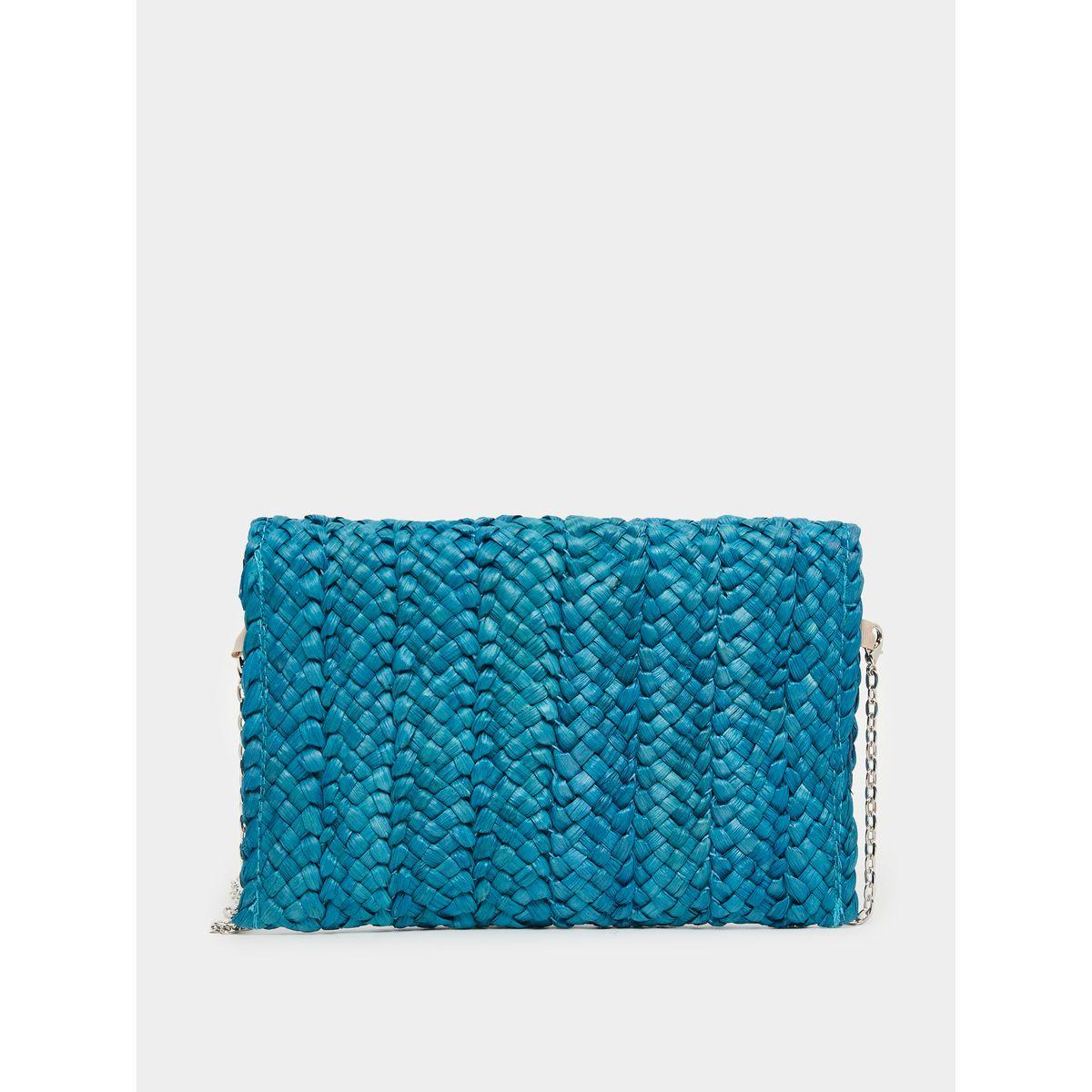 Styli Weave Design Straw Clutch with Chain Strap-women-bagsandwallets-handbags-image-2