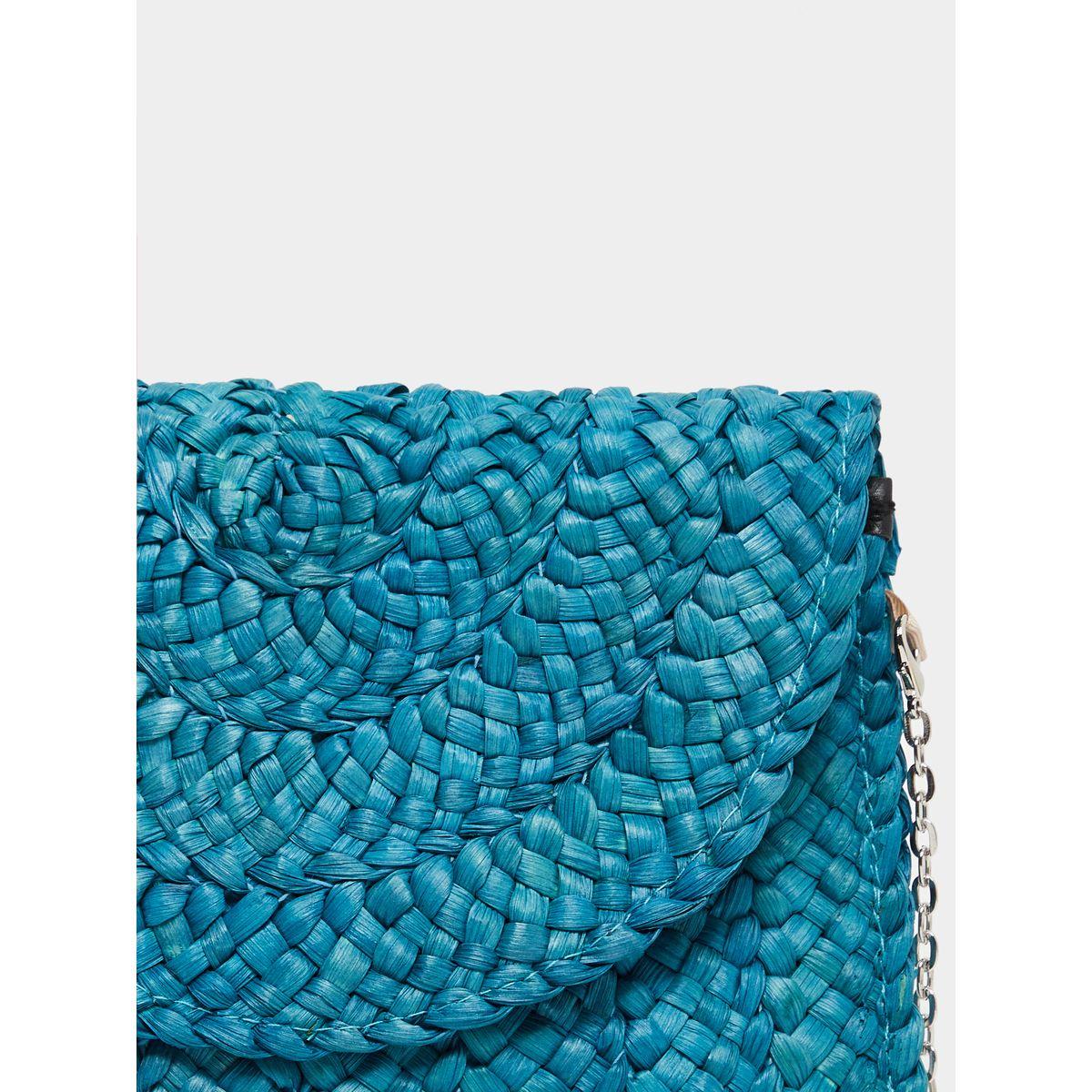 Styli Weave Design Straw Clutch with Chain Strap-women-bagsandwallets-handbags-image-3
