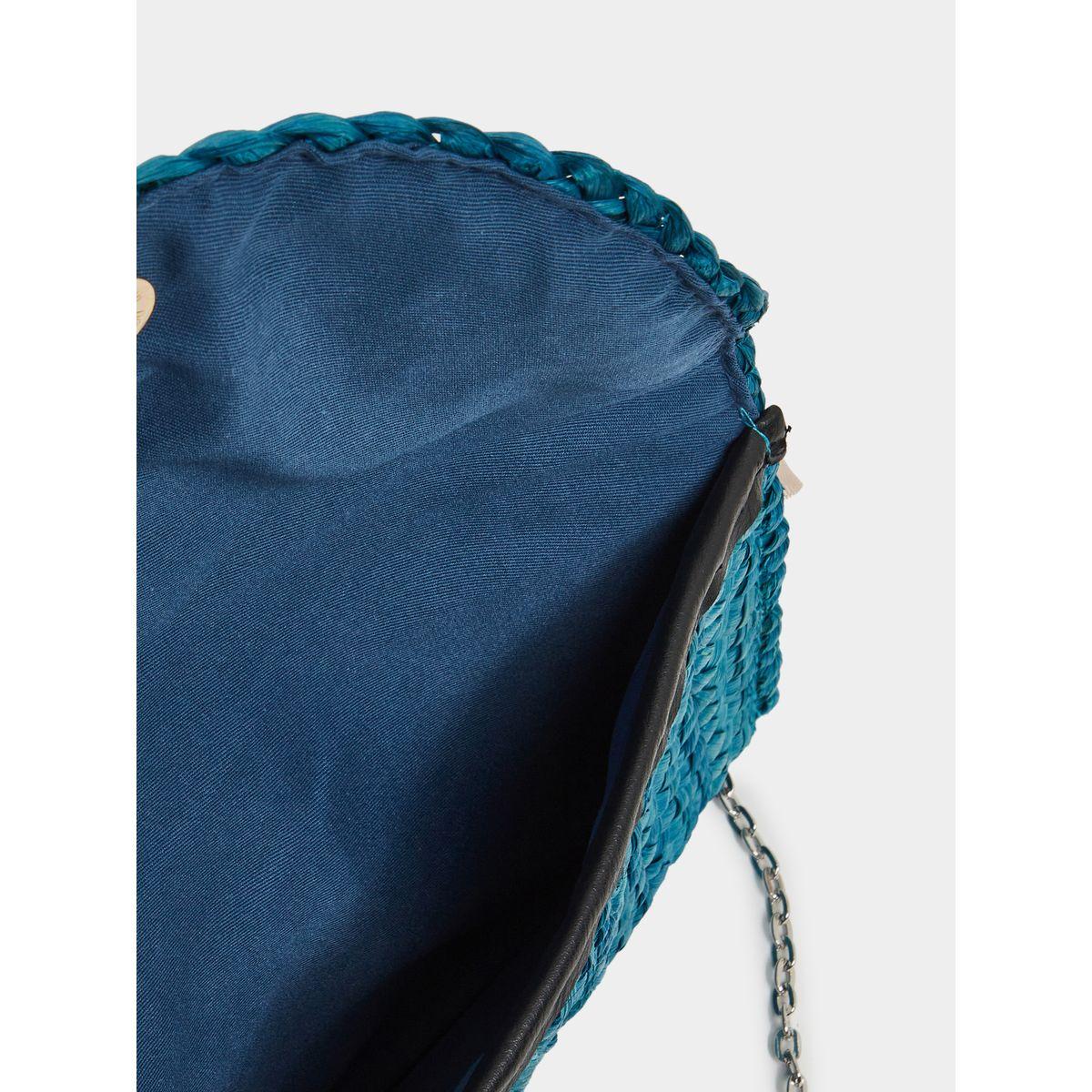 Styli Weave Design Straw Clutch with Chain Strap-women-bagsandwallets-handbags-image-4