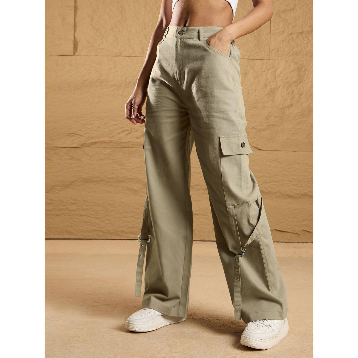 بنطال كارجو بجيوب مع فتحات حزام ساسافراس × ستايلي-women-clothing-bottoms-trousers-image-1