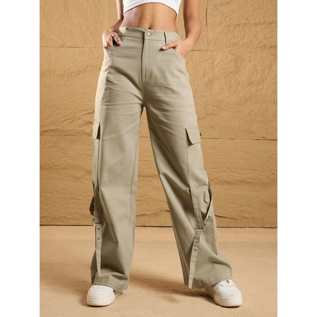 بنطال كارجو بجيوب مع فتحات حزام ساسافراس × ستايلي-women-clothing-bottoms-trousers-image-3
