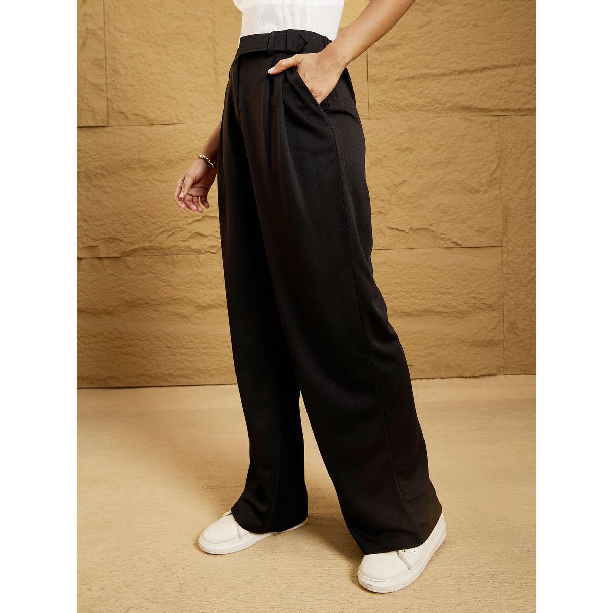 بنطال كوري بقصة مريحة وحزام خصر ساسافراس × ستايلي-women-clothing-bottoms-trousers-image-3