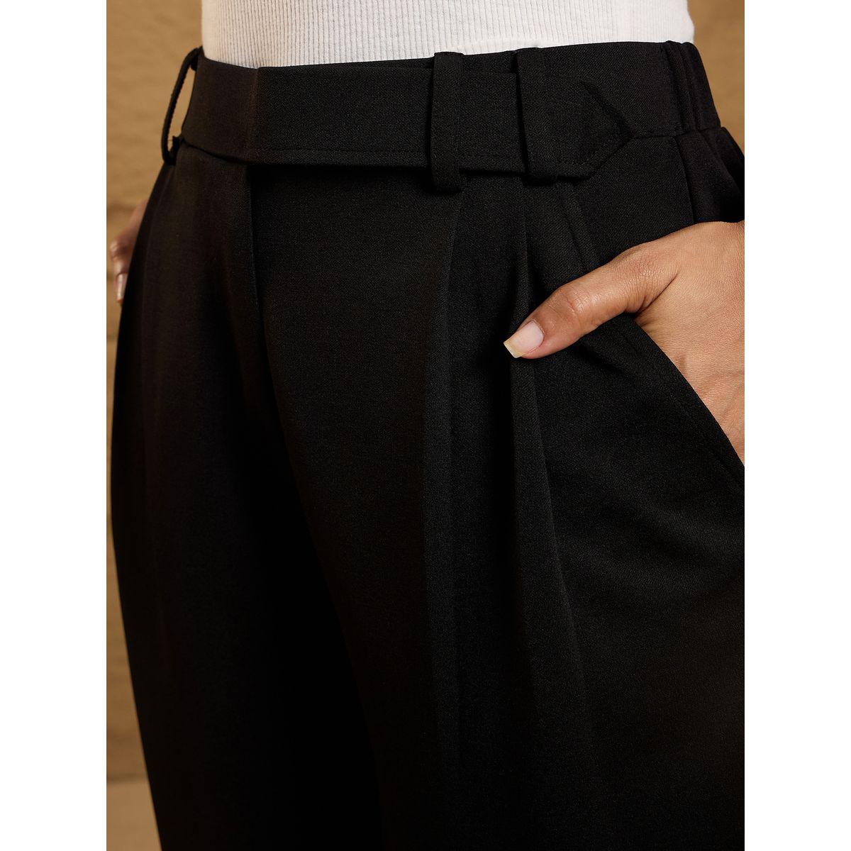 بنطال كوري بقصة مريحة وحزام خصر ساسافراس × ستايلي-women-clothing-bottoms-trousers-image-4