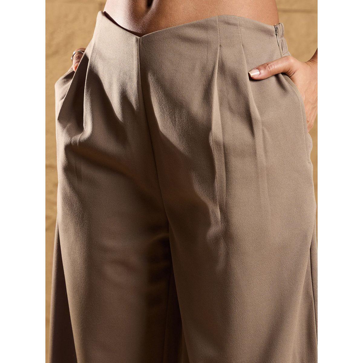 بنطال كوري بقصة مريحة مع كسرات ساسافراس × ستايلي-women-clothing-bottoms-trousers-image-4