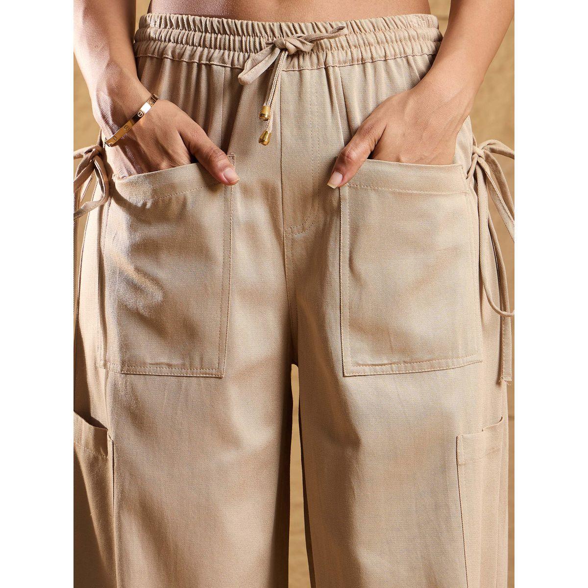 Sassafras X Styli  Relaxed Fit Drawstring Waist Cargo Pants-women-clothing-bottoms-trousers-image-4