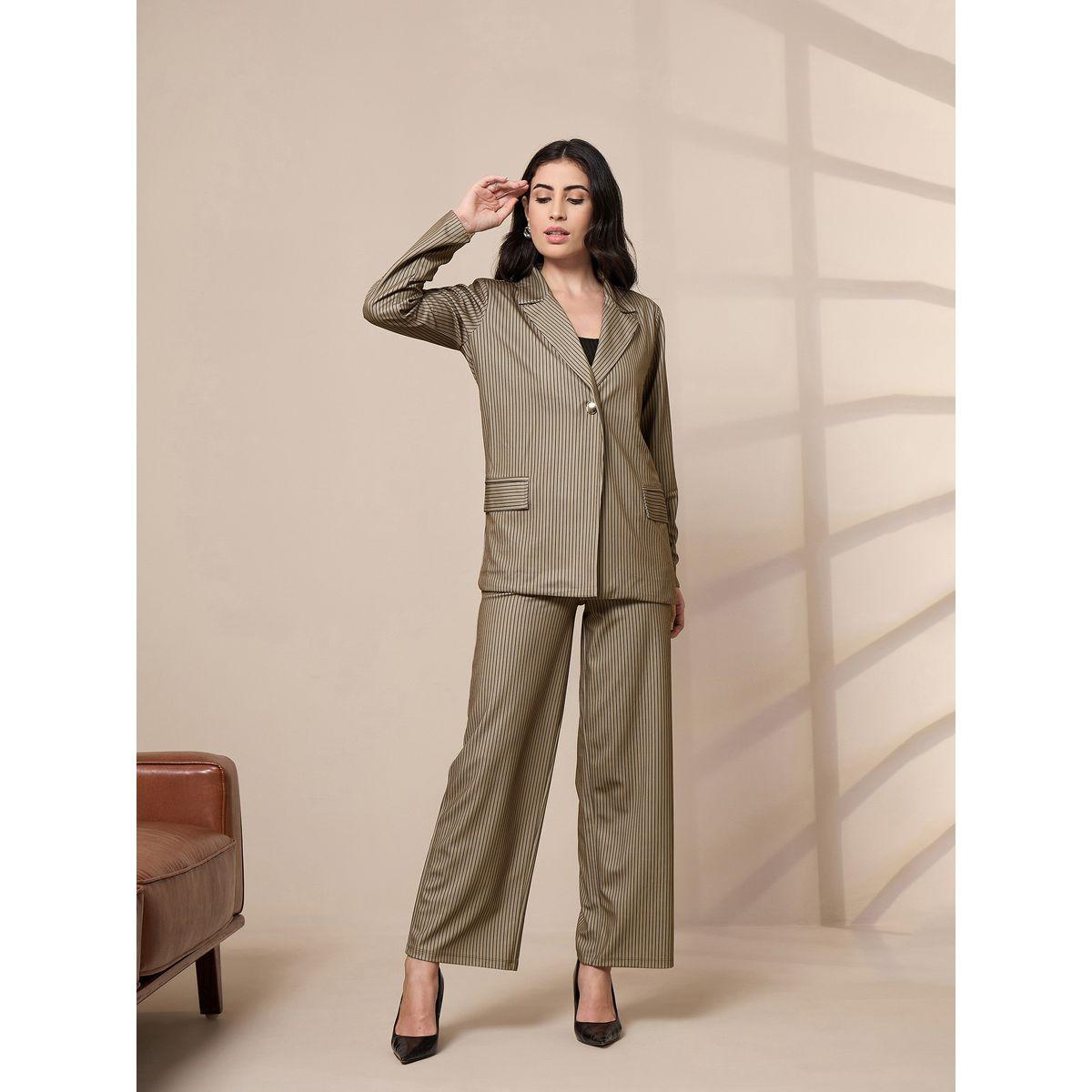 بنطال مخطط بأرجل مستقيمة ساسافراس × ستايلي-women-clothing-bottoms-trousers-image-2