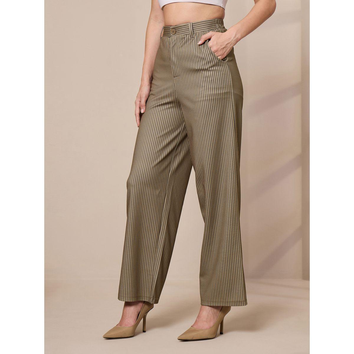 بنطال مخطط بأرجل مستقيمة ساسافراس × ستايلي-women-clothing-bottoms-trousers-image-3