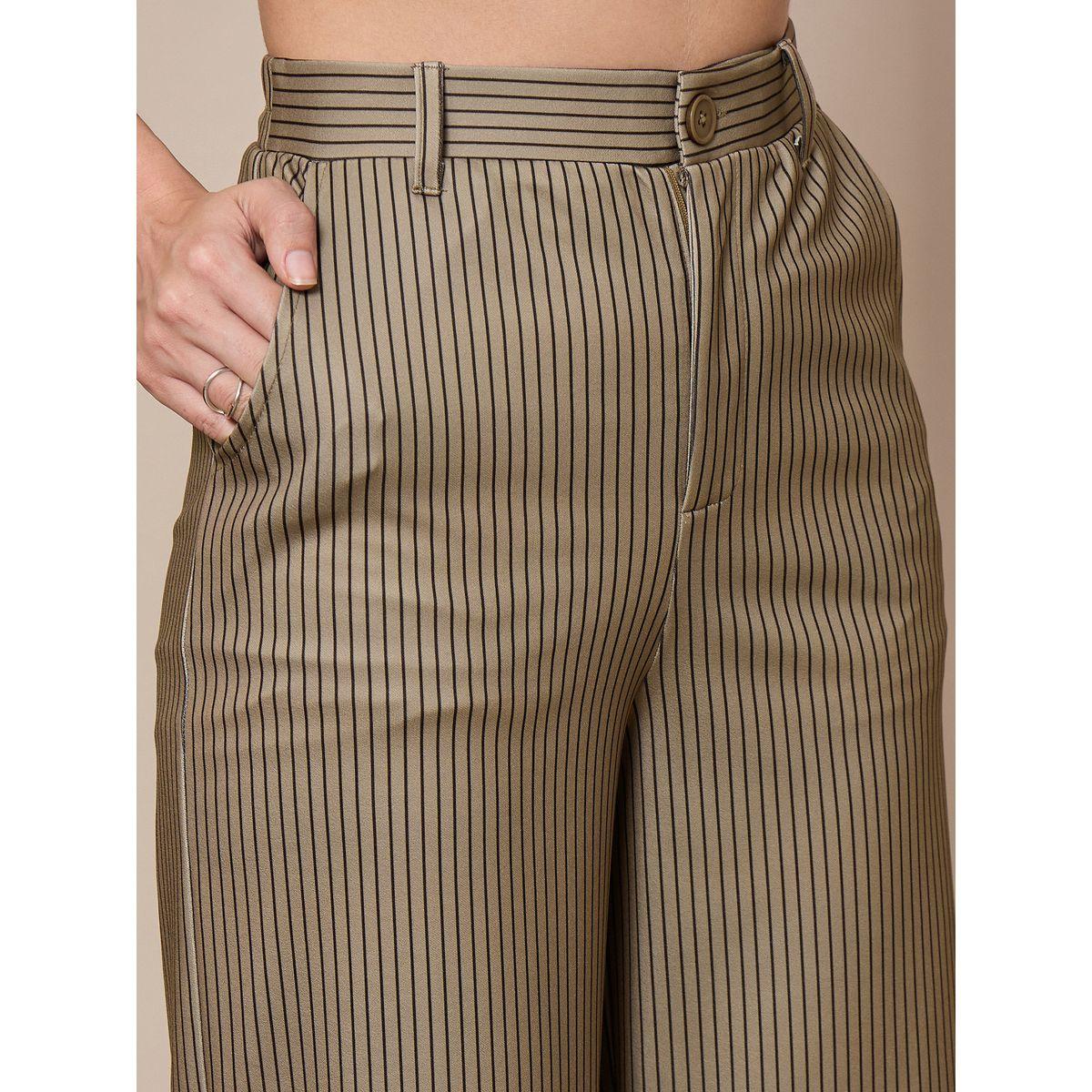 بنطال مخطط بأرجل مستقيمة ساسافراس × ستايلي-women-clothing-bottoms-trousers-image-4