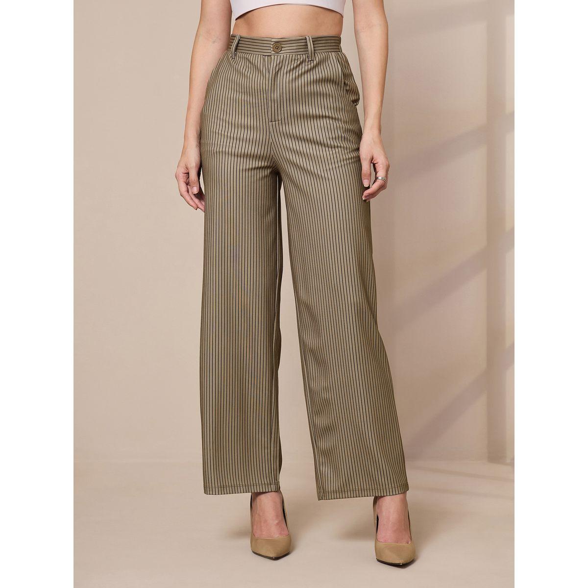 بنطال مخطط بأرجل مستقيمة ساسافراس × ستايلي-women-clothing-bottoms-trousers-image-6