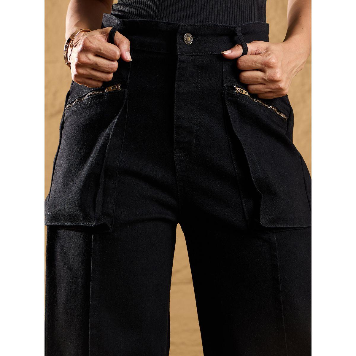 Sassafras X Styli  High Rise Zip Pockets Straight Fit Jeans-women-clothing-bottoms-jeans-image-4