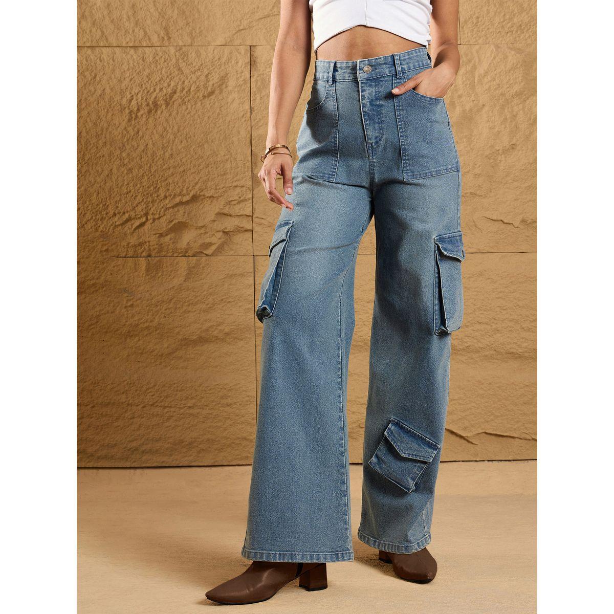 Sassafras X Styli  High Rise Multi Pockets Cargo Jeans-women-clothing-bottoms-jeans-image-1