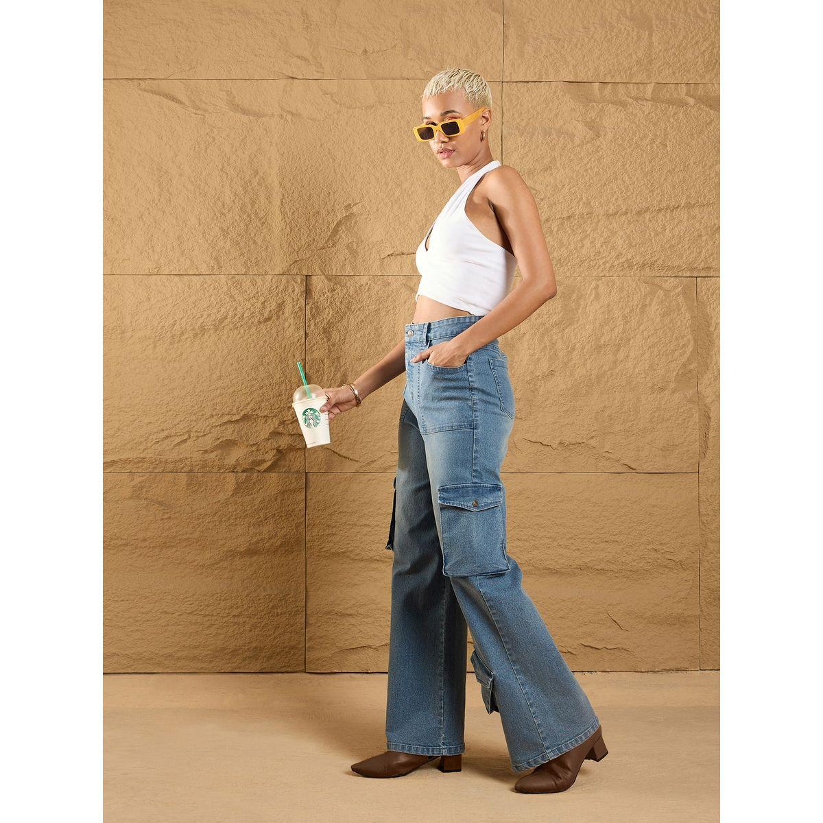 Sassafras X Styli  High Rise Multi Pockets Cargo Jeans-women-clothing-bottoms-jeans-image-2