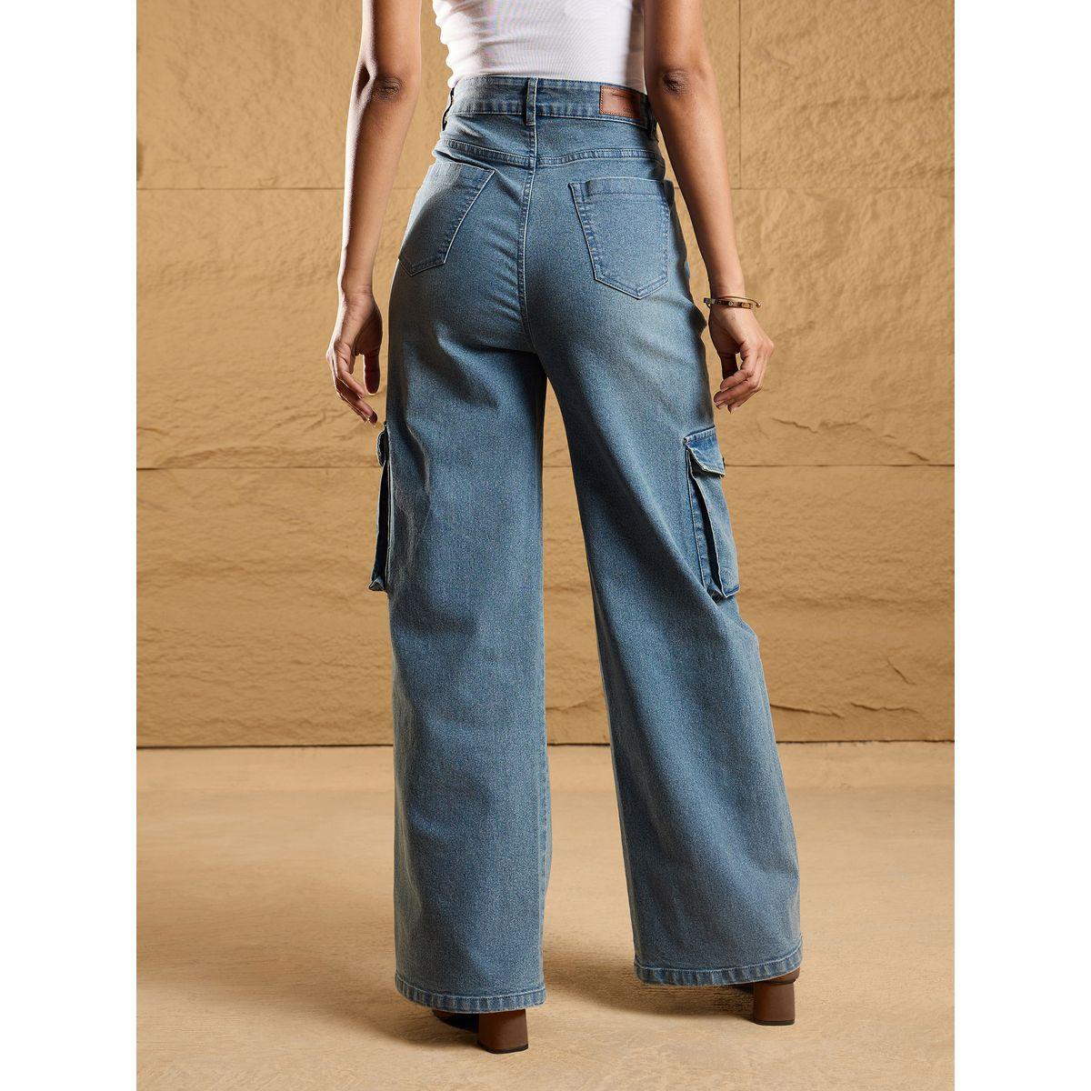 Sassafras X Styli  High Rise Multi Pockets Cargo Jeans-women-clothing-bottoms-jeans-image-5