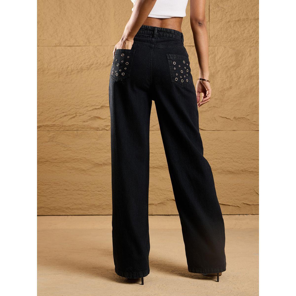 Sassafras X Styli  Mid Rise Pocket Eyelet Detail Straight Fit Jeans-women-clothing-bottoms-jeans-image-1