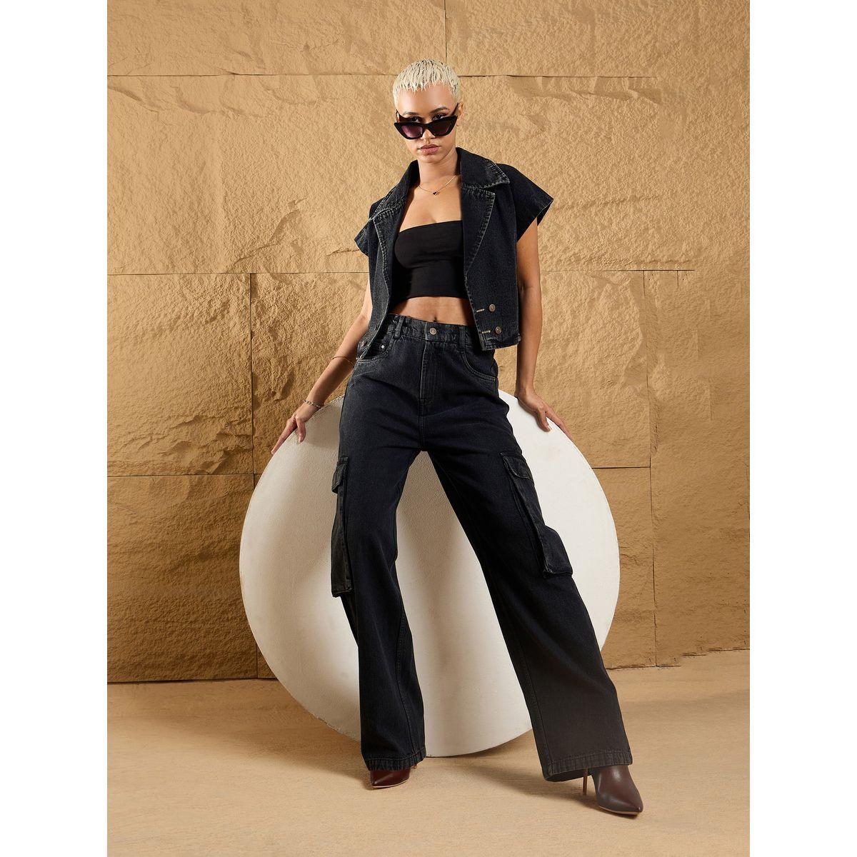 Sassafras X Styli  Mid Rise Washed Box Pockets Straight Fit Jeans-women-clothing-bottoms-jeans-image-2