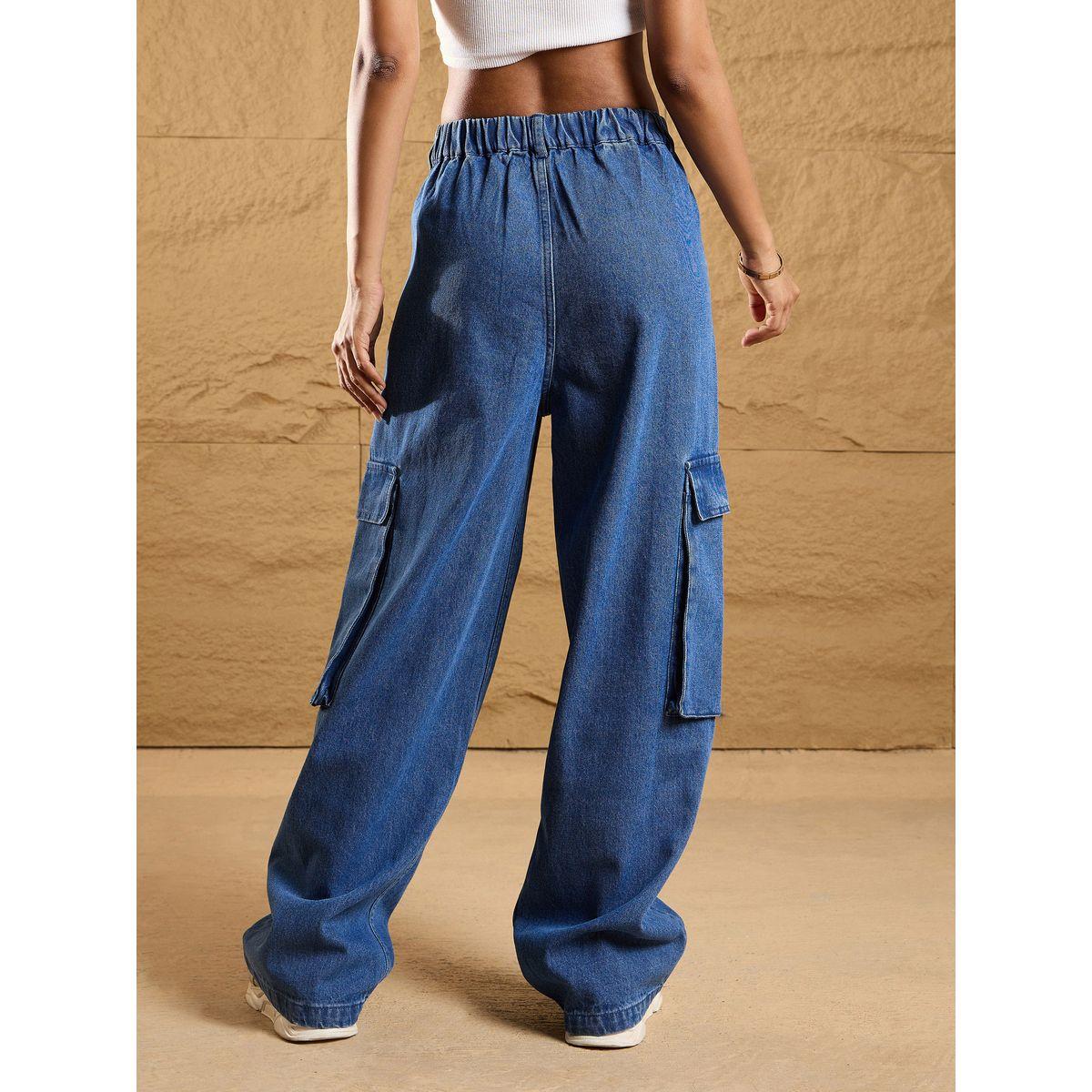 جينز بقصة مستقيمة وخصر متوسط مع جيوب ساسافراس × ستايلي-women-clothing-bottoms-jeans-image-5