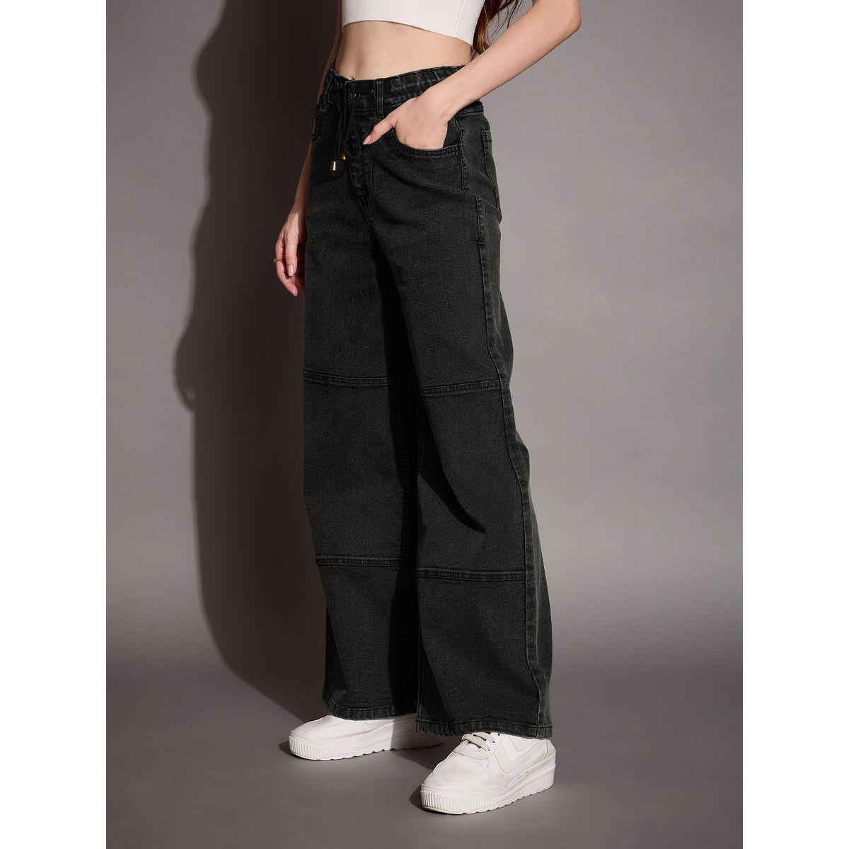 جينز بأرجل مستقيمة وخصر عالي بأربطة ساسافراس × ستايلي-women-clothing-bottoms-jeans-image-3