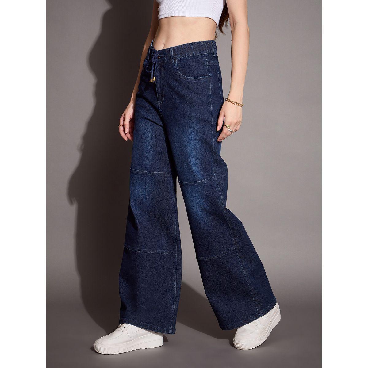 جينز بأرجل مستقيمة وخصر عالي بأربطة ساسافراس × ستايلي-women-clothing-bottoms-jeans-image-3