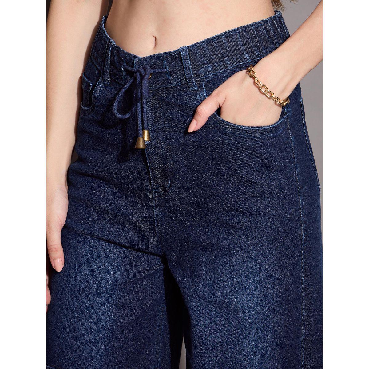 جينز بأرجل مستقيمة وخصر عالي بأربطة ساسافراس × ستايلي-women-clothing-bottoms-jeans-image-4