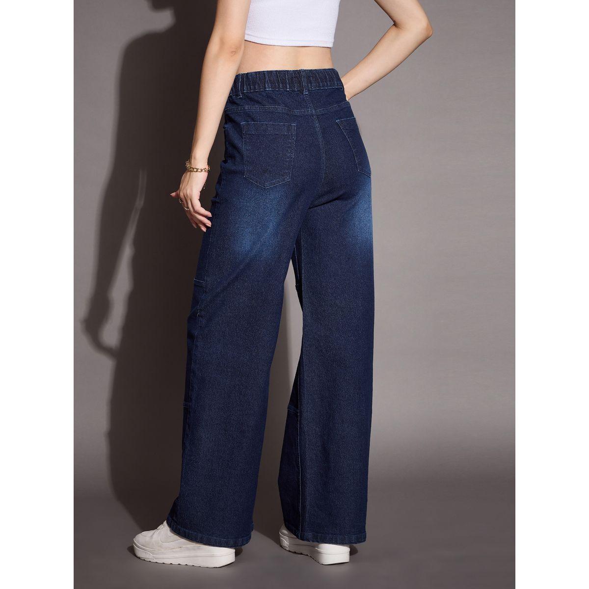 جينز بأرجل مستقيمة وخصر عالي بأربطة ساسافراس × ستايلي-women-clothing-bottoms-jeans-image-5