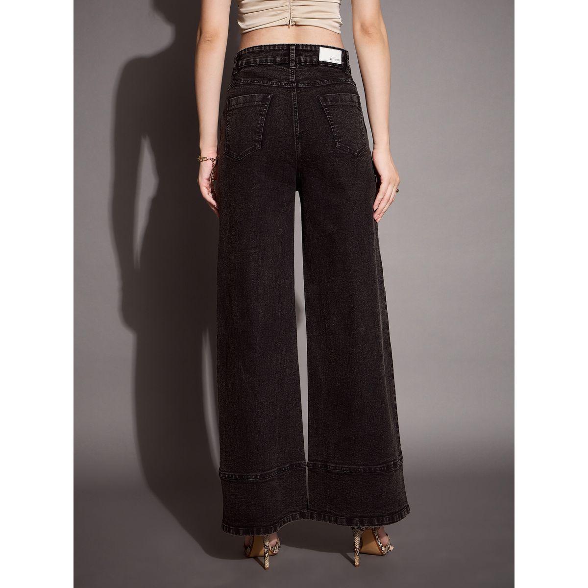 جينز بأرجل واسعة وخصر عالي مع جيب مُرقع ساسافراس × ستايلي-women-clothing-bottoms-jeans-image-6
