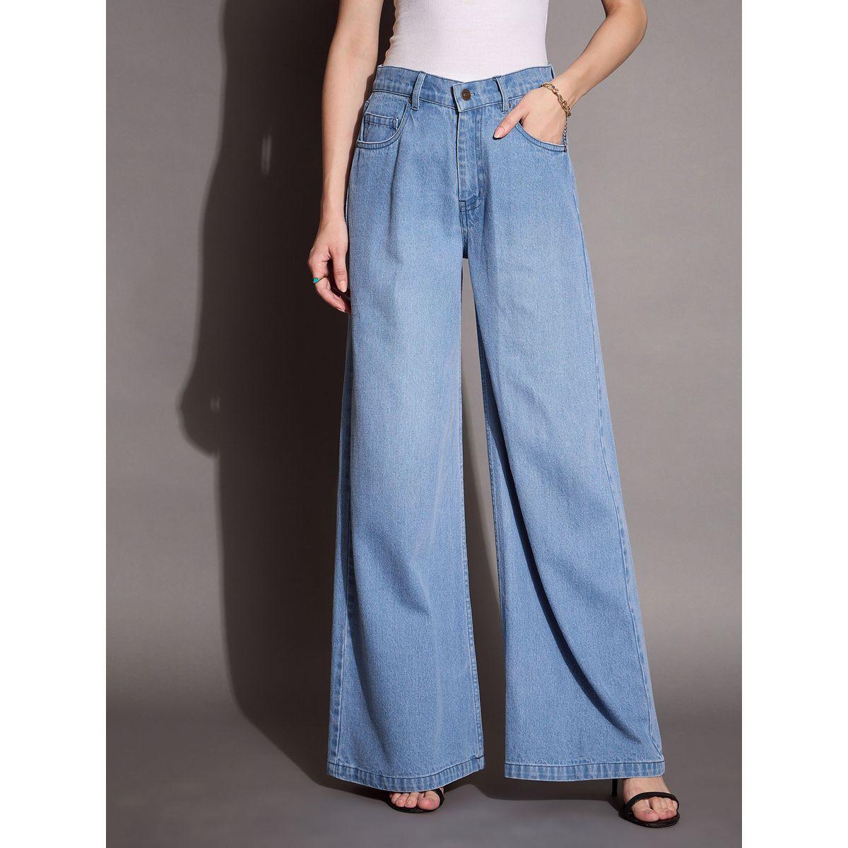 جينز بأرجل واسعة وخصر منخفض ساسافراس × ستايلي-women-clothing-bottoms-jeans-image-1