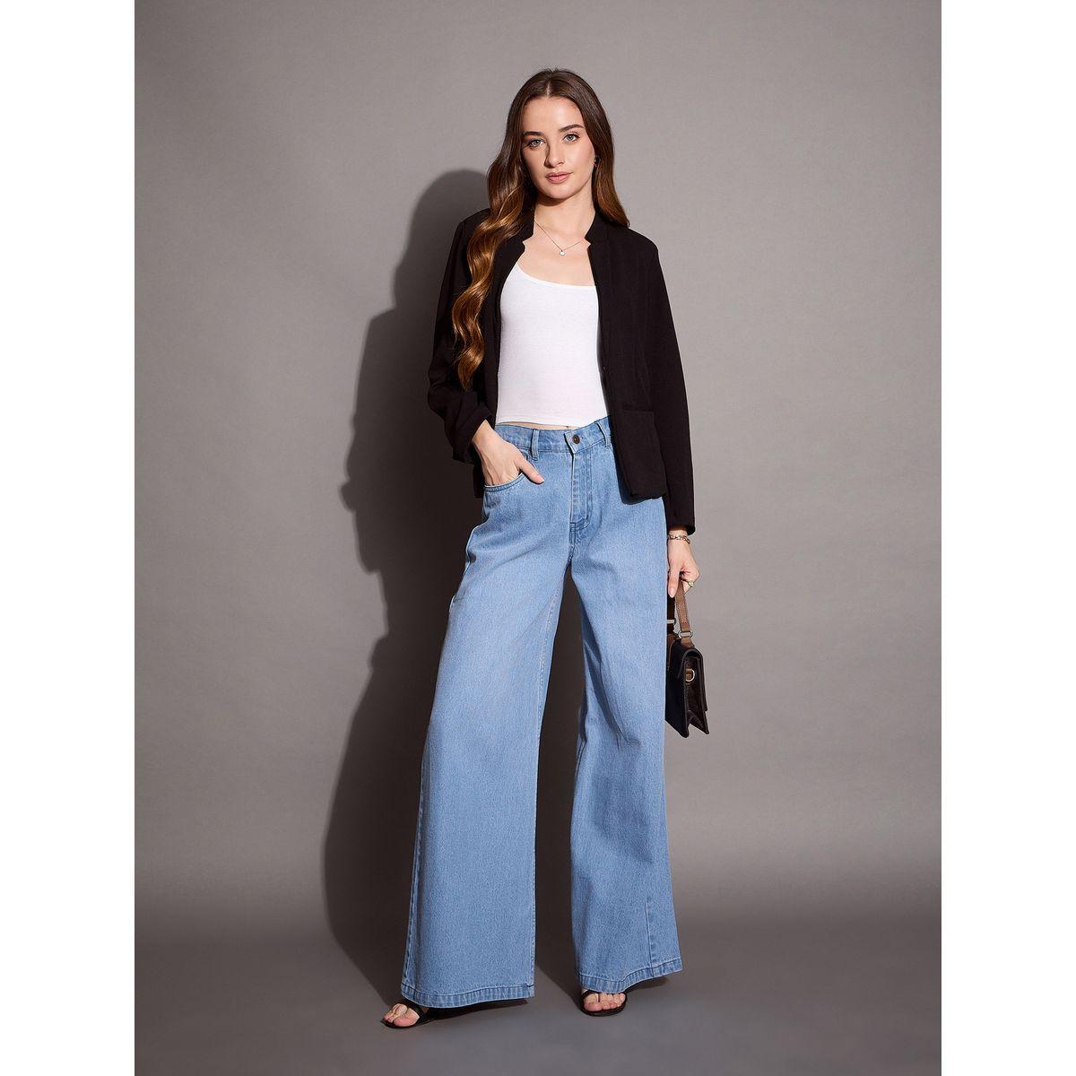 جينز بأرجل واسعة وخصر منخفض ساسافراس × ستايلي-women-clothing-bottoms-jeans-image-2