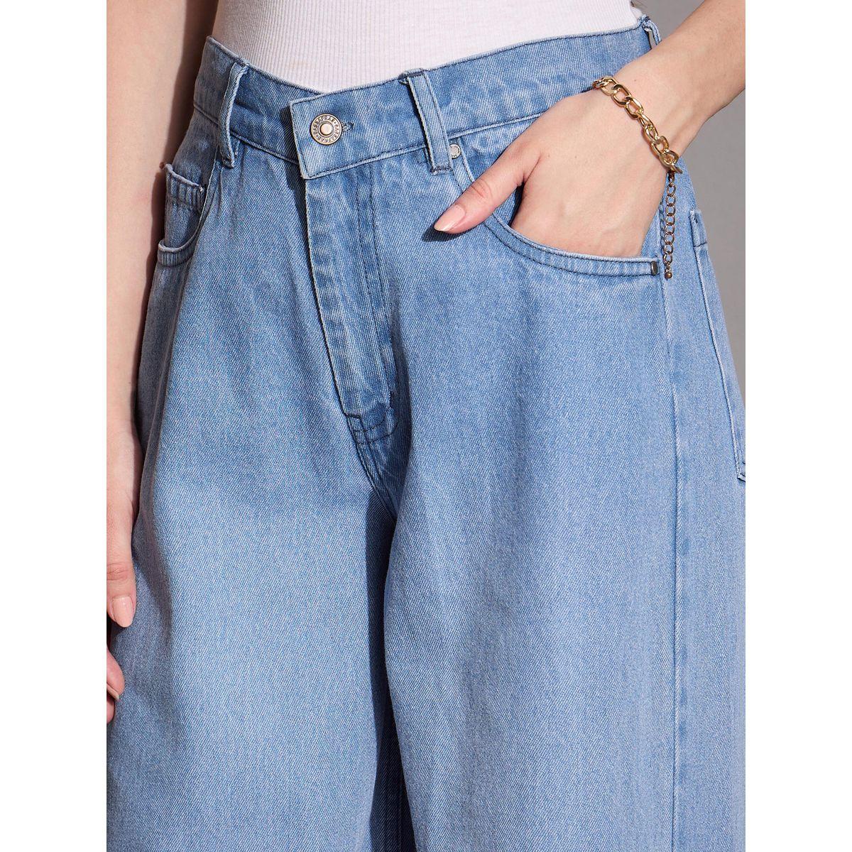 جينز بأرجل واسعة وخصر منخفض ساسافراس × ستايلي-women-clothing-bottoms-jeans-image-4