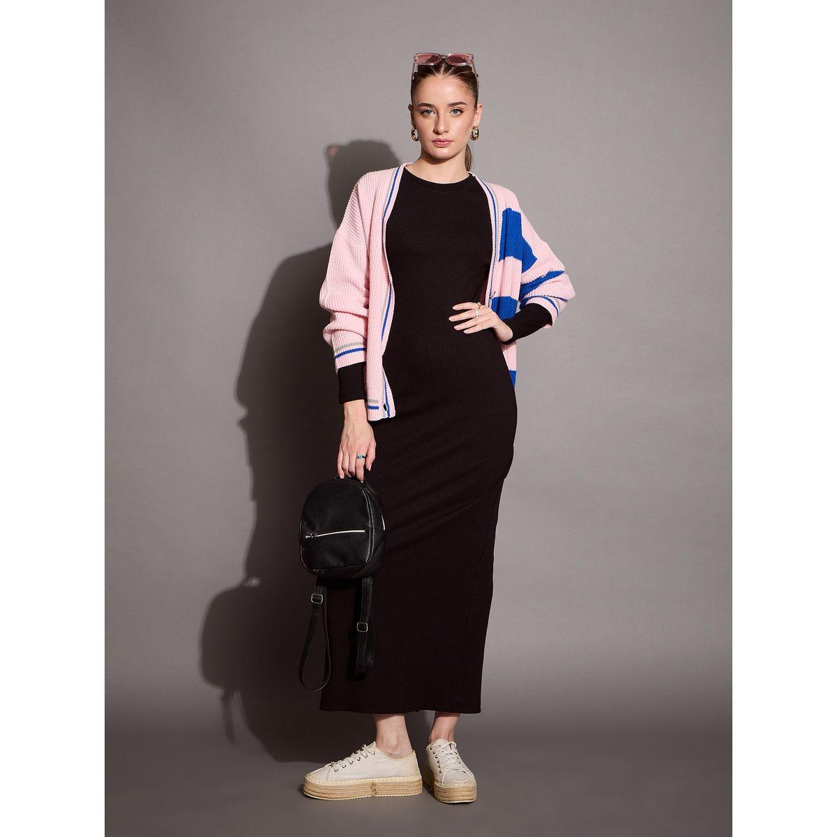 فستان طويل بديكون بتفاصيل مضلعة ساسافراس × ستايلي-women-clothing-dresses-image-2