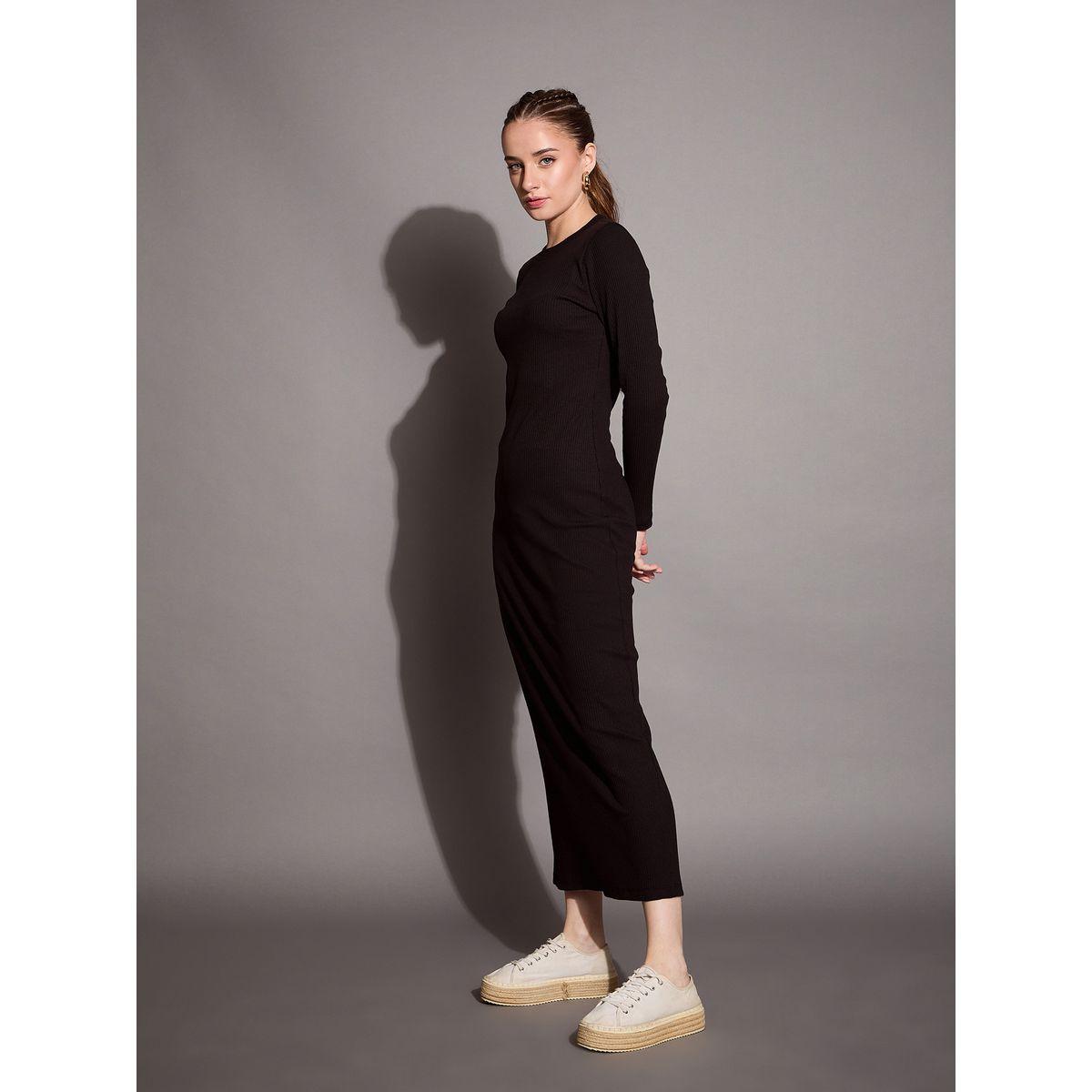 فستان طويل بديكون بتفاصيل مضلعة ساسافراس × ستايلي-women-clothing-dresses-image-3