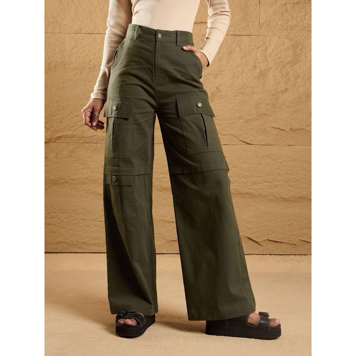 بنطال بقصة مستقيمة وجيب أمامي بغطاء وزر إغلاق ساسافراس × ستايلي-women-clothing-bottoms-trousers-image-1