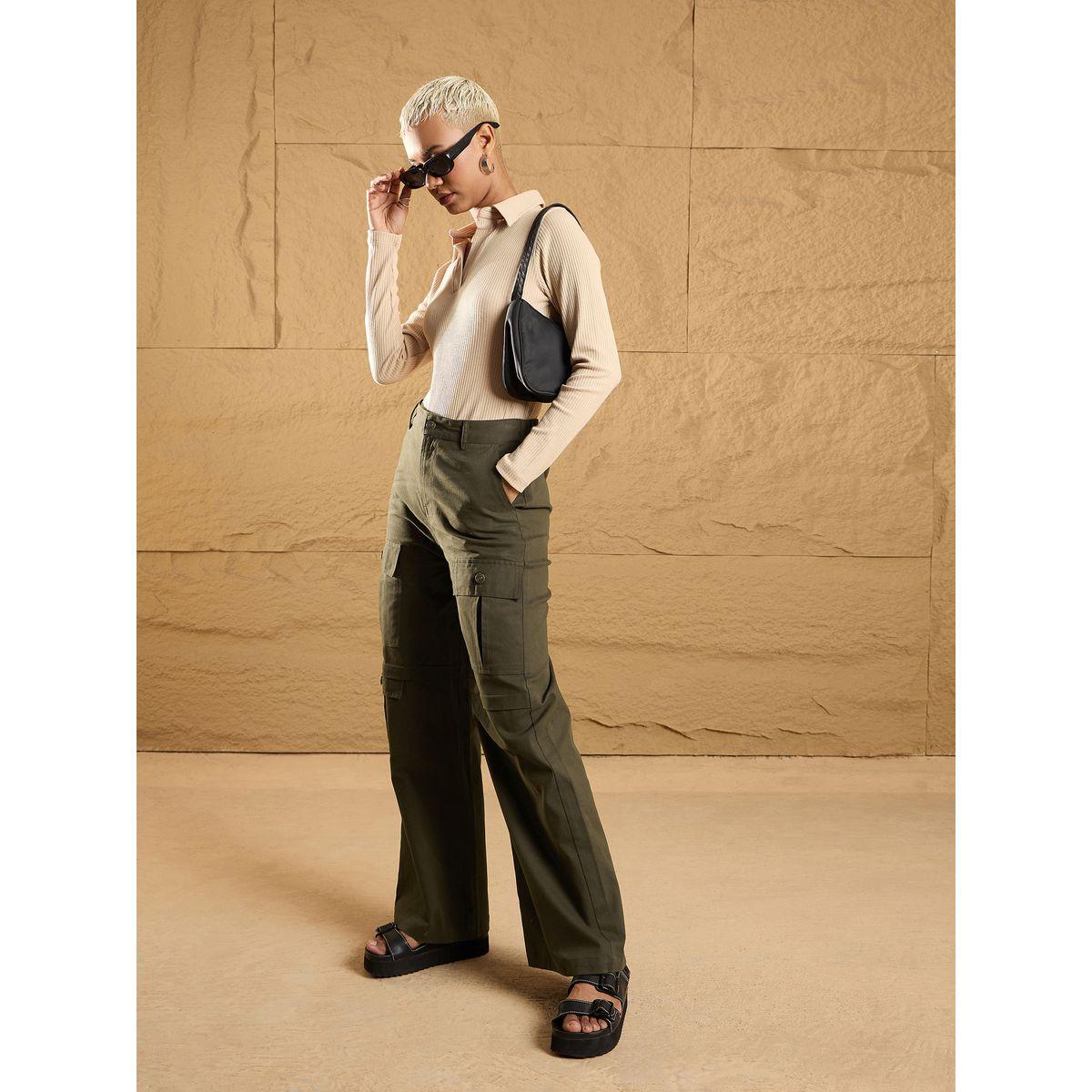 بنطال بقصة مستقيمة وجيب أمامي بغطاء وزر إغلاق ساسافراس × ستايلي-women-clothing-bottoms-trousers-image-2