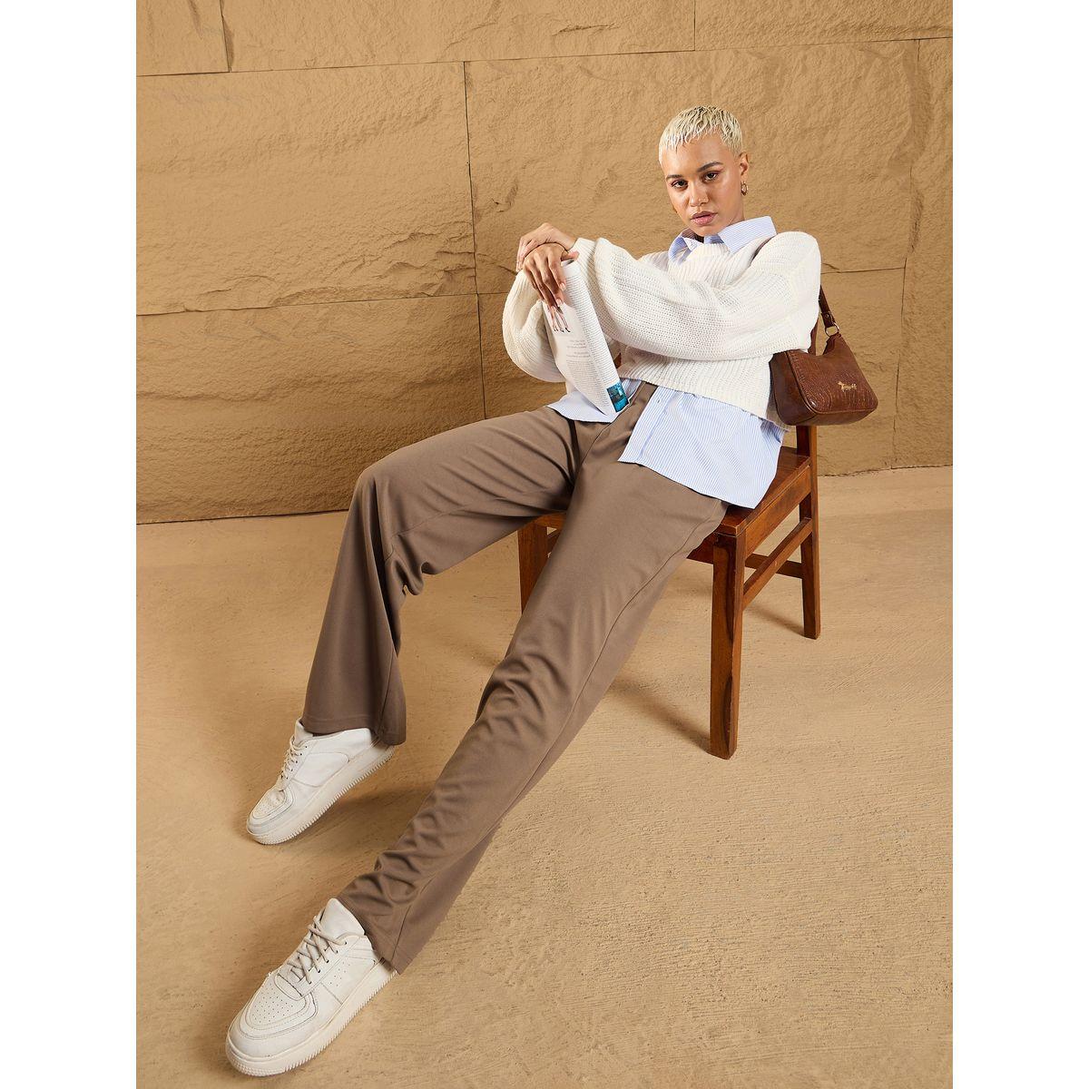 بنطال كوري بقصة مريحة وحزام خصر ساسافراس × ستايلي-women-clothing-bottoms-trousers-image-6