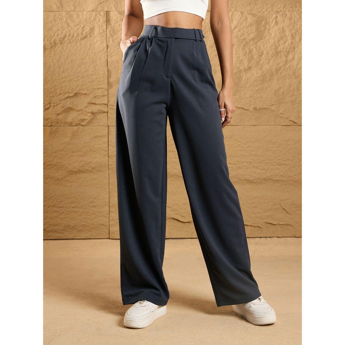 بنطال كوري بقصة مريحة مع فتحات حزام ساسافراس × ستايلي-women-clothing-bottoms-trousers-image-1