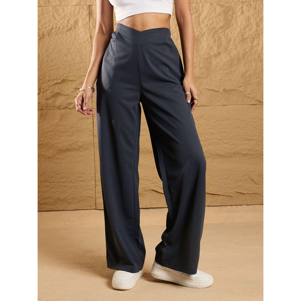 بنطال كوري بقصة مريحة وكسرات ساسافراس × ستايلي-women-clothing-bottoms-trousers-image-1