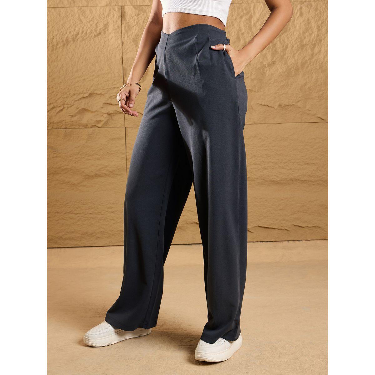 بنطال كوري بقصة مريحة وكسرات ساسافراس × ستايلي-women-clothing-bottoms-trousers-image-3