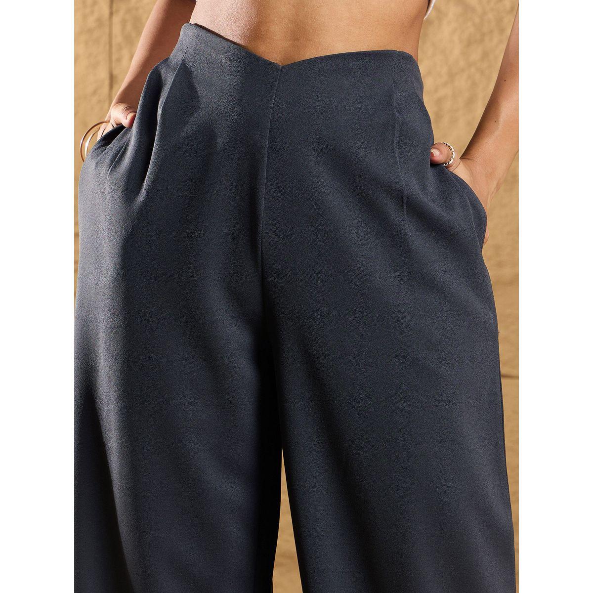 بنطال كوري بقصة مريحة وكسرات ساسافراس × ستايلي-women-clothing-bottoms-trousers-image-4