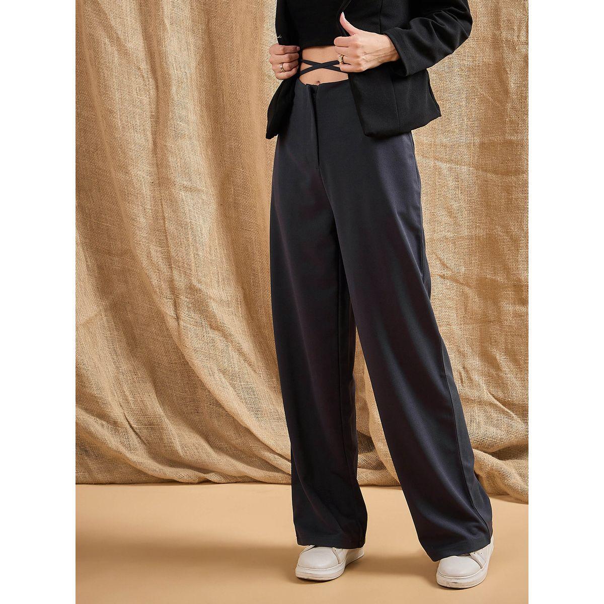 بنطال بأرجل مستقيمة ورباط خصر ساسافراس × ستايلي-women-clothing-bottoms-trousers-image-1