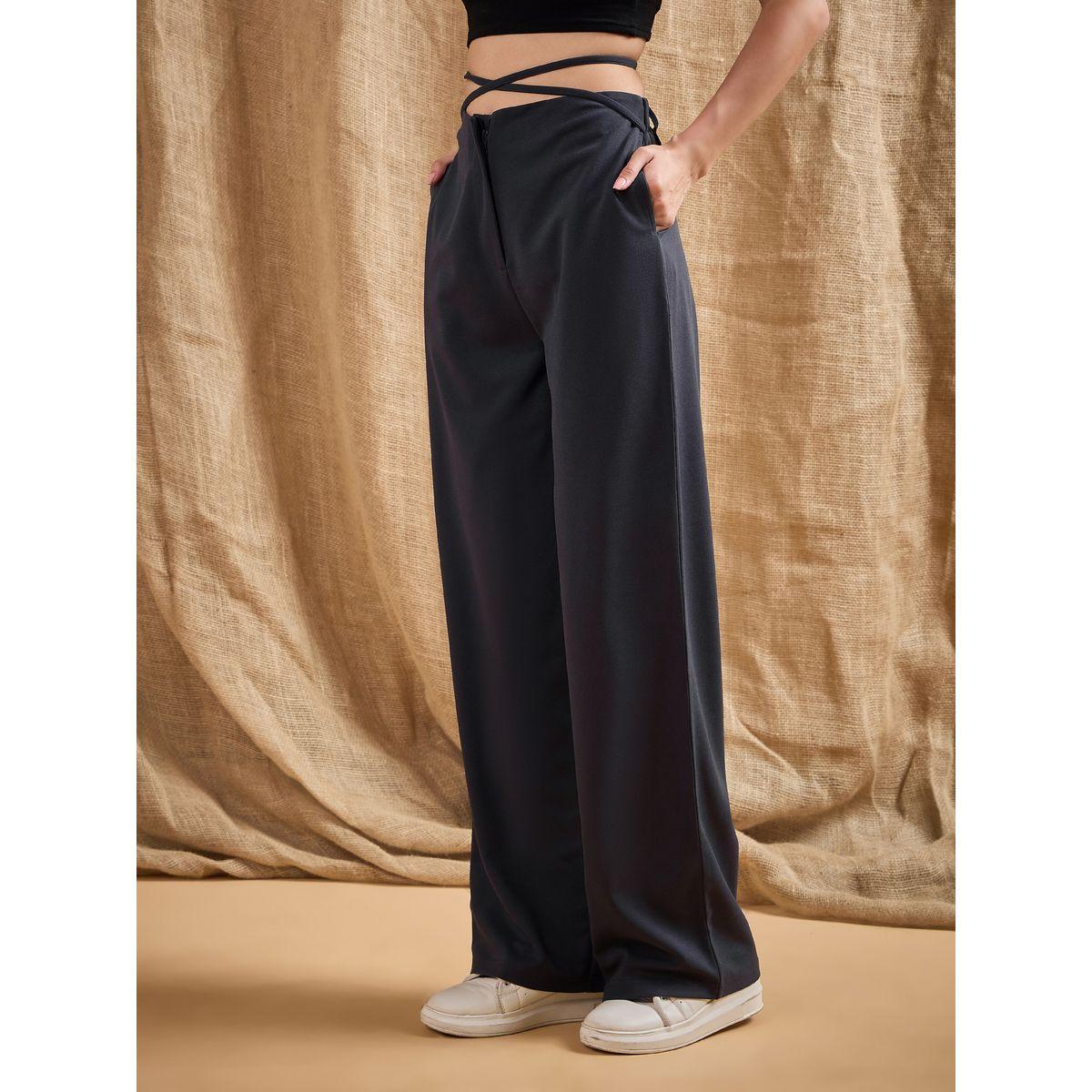 بنطال بأرجل مستقيمة ورباط خصر ساسافراس × ستايلي-women-clothing-bottoms-trousers-image-2