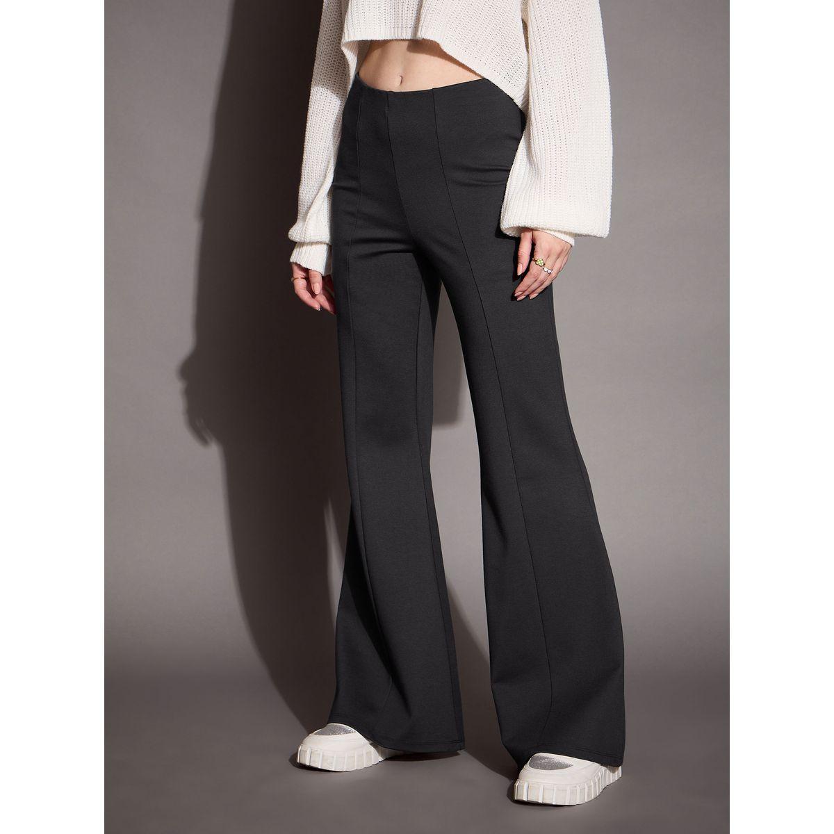 بنطال بوت كات واسع بخصر عالي ساسافراس × ستايلي-women-clothing-bottoms-trousers-image-1
