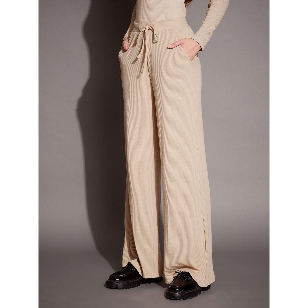 بنطال مضلع بقصة مريحة وأربطة ساسافراس × ستايلي-women-clothing-bottoms-trousers-image-7